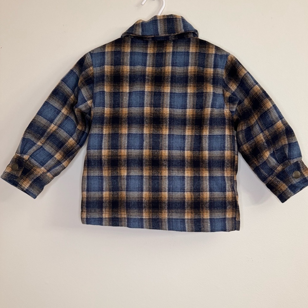 Old Navy Kids Plaid Shacket Blue and Brown Toddler Boys Size 2T Quilted Lining - Picture 5 of 9